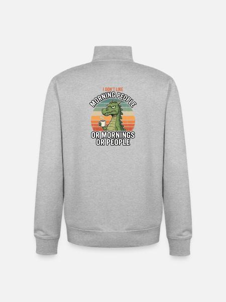 Dragekaffe Gave til morgengruser Humor - Unisex genser med glidelås i økologisk bomull Stanley/Stella - gråmelert