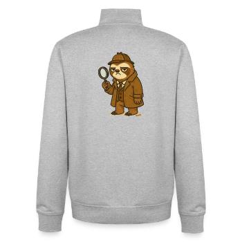 Detective bear with magnifying glass in comic style - Unisex Organic Zip Sweatshirt by Stanley/Stella - heather grey - Back - AI Model Male 185 light (185cm)