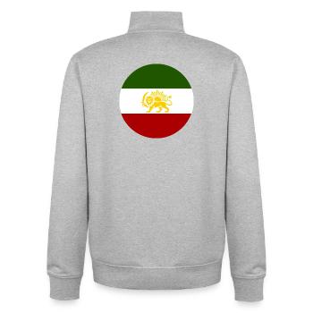 Free Iran - Unisex Organic Zip Sweatshirt by Stanley/Stella - heather grey - Back - AI Model Male 185 light (185cm)