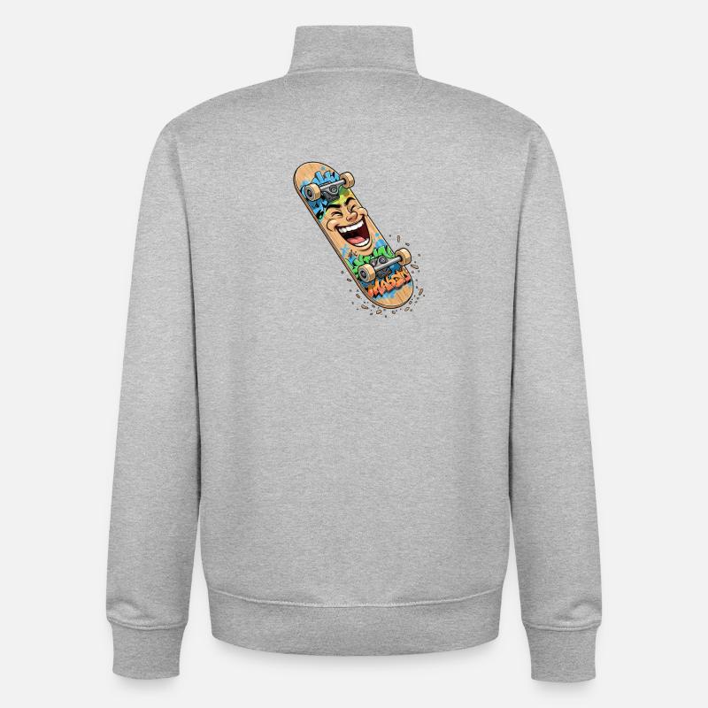 Lachender Skateboard Graffiti - Unisex Organic Zip Sweatshirt von Stanley/Stella - Grau meliert