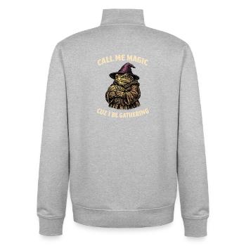 Appelez-moi magique parce que je ramasse des grenouilles sorciers drôles - Sweat zippé unisexe en coton bio Stanley/Stella - gris chiné - Dos - AI Model Male 185 light (185cm)