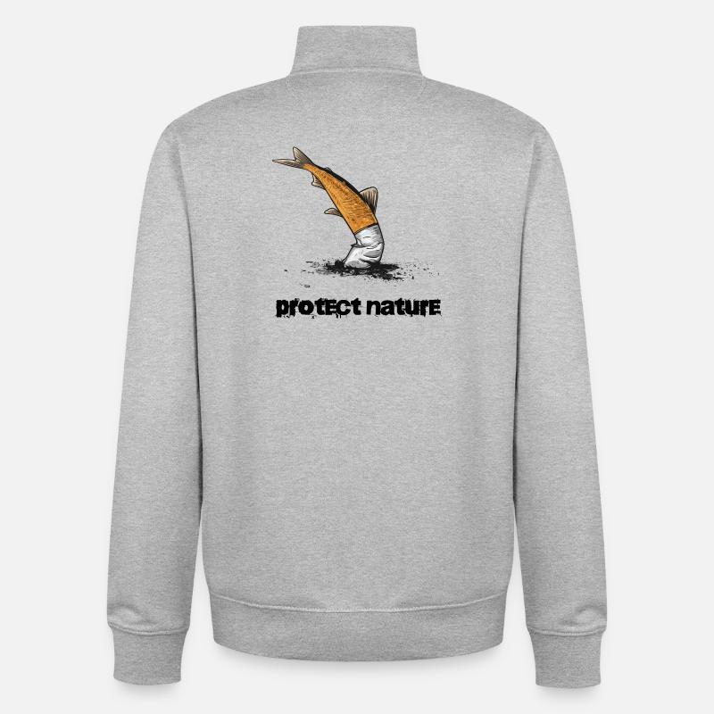 Naturschutz Gewässerschutz Zigarette - Unisex Organic Zip Sweatshirt von Stanley/Stella - Grau meliert