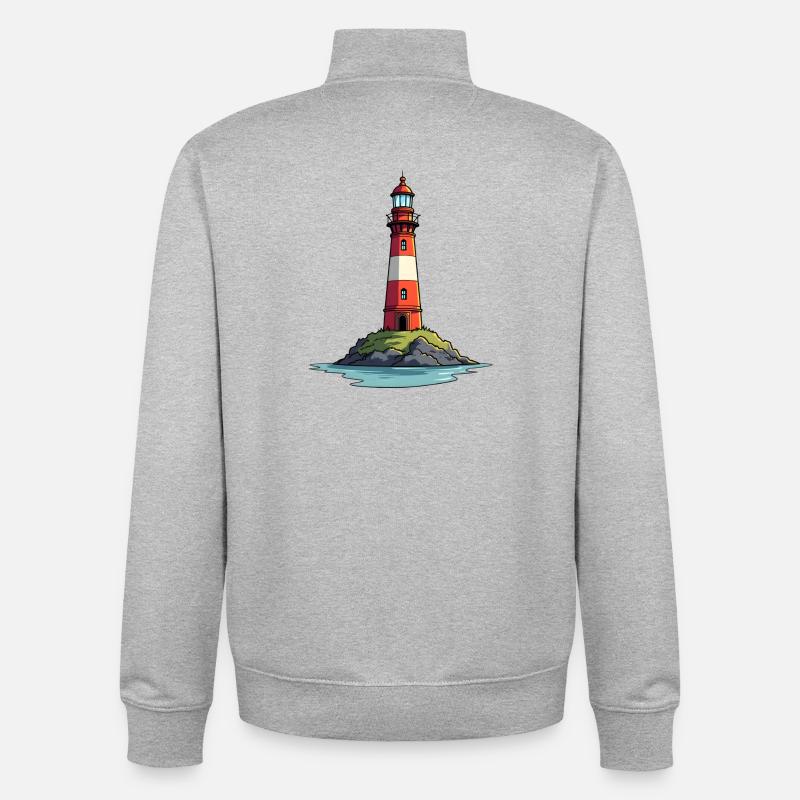 Leuchtturm - Unisex Organic Zip Sweatshirt von Stanley/Stella - Grau meliert