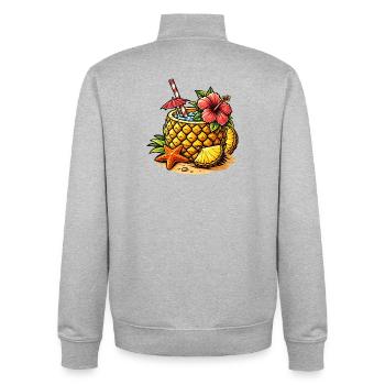 Ananas Cocktail Illustration Tropischer Drink   - Unisex Organic Zip Sweatshirt von Stanley/Stella - Grau meliert - Hinten - AI Model Male 185 light (185cm)