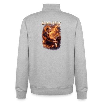 Stravinsky Piano Fire - Unisex Organic Zip Sweatshirt by Stanley/Stella - heather grey - Back - AI Model Male 185 light (185cm)