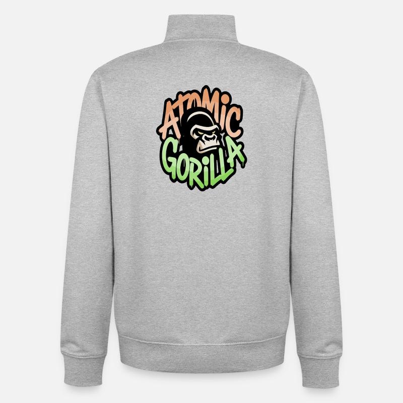 Atomic Gorilla Graffiti - Unisex Organic Zip Sweatshirt by Stanley/Stella - heather grey