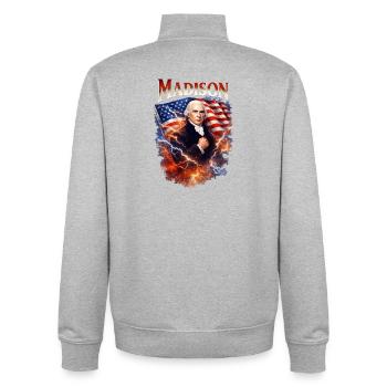 Madison Patriot Storm - Unisex Organic Zip Sweatshirt by Stanley/Stella - heather grey - Back - AI Model Male 185 light (185cm)