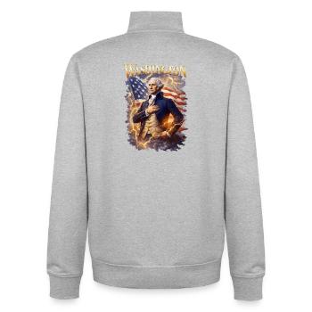Portrait patriotique de la tempête de la liberté - Sweat zippé unisexe en coton bio Stanley/Stella - gris chiné - Dos - AI Model Male 185 light (185cm)