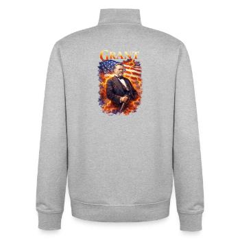 Kriegsheld mit Feuersturm Flagge - Unisex Organic Zip Sweatshirt von Stanley/Stella - Grau meliert - Hinten - AI Model Male 185 light (185cm)