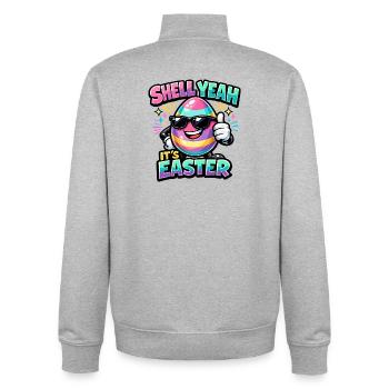 Shell Yeah It's Easter Ostern Spruch Hell yeah - Unisex Organic Zip Sweatshirt von Stanley/Stella - Grau meliert - Hinten - AI Model Male 185 light (185cm)
