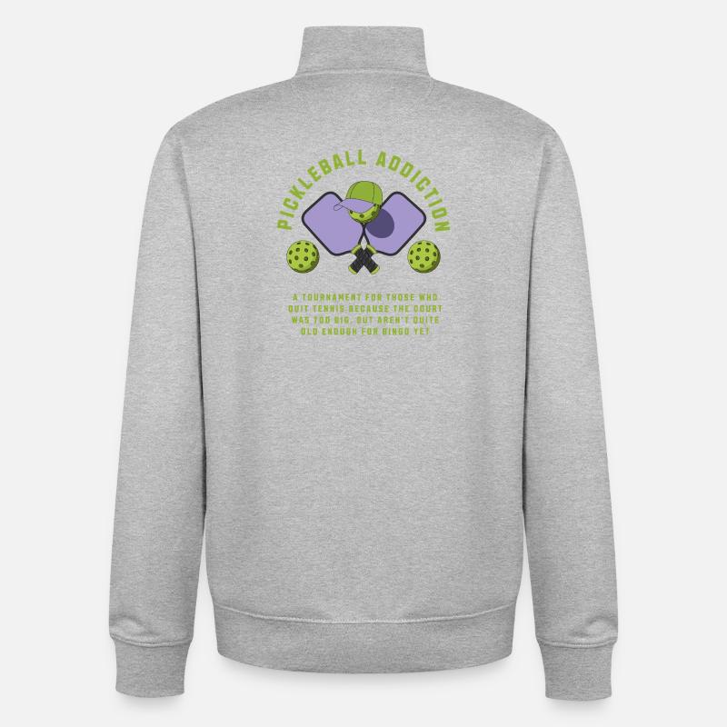Pickleball Addiction - Sweat zippé unisexe en coton bio Stanley/Stella - gris chiné