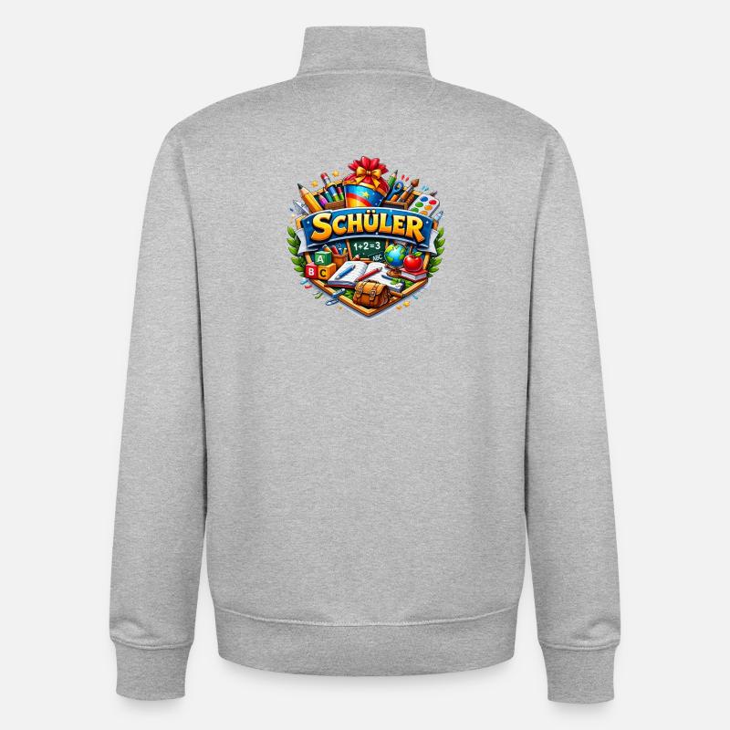 Student Learning World Klistermærkedesign - Stanley/Stella unisex sweatshirt med lynlås i økologisk - grå meleret