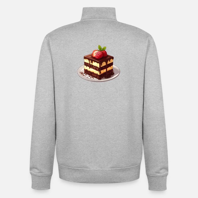Chocolate cake with raspberry - Unisex Organic Zip Sweatshirt by Stanley/Stella - heather grey