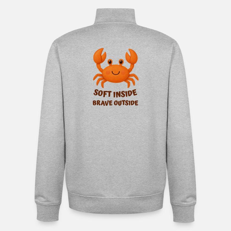 Crab tender on the inside, the outside - Unisex Organic Zip Sweatshirt by Stanley/Stella - heather grey