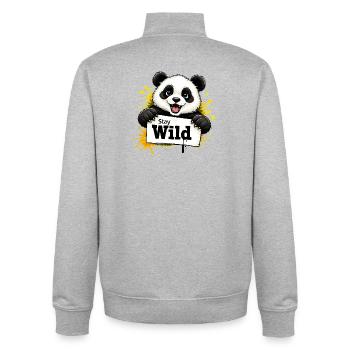 Panda Graffiti Illustration Stay Wild  - Unisex Organic Zip Sweatshirt von Stanley/Stella - Grau meliert - Hinten - AI Model Male 185 light (185cm)