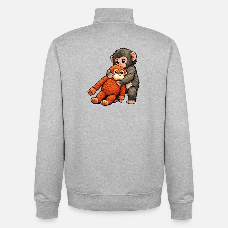 Bébé Singe Coup de Poing - Sweat zippé unisexe en coton bio Stanley/Stella - gris chiné