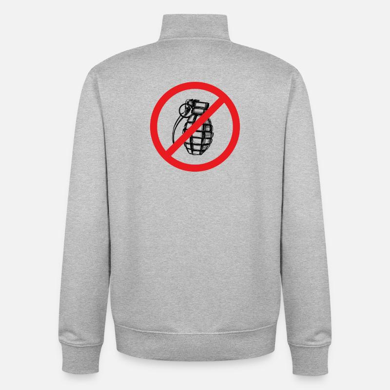 Grenade interdite ! Paix ! - Illustration - Sweat zippé unisexe en coton bio Stanley/Stella - gris chiné