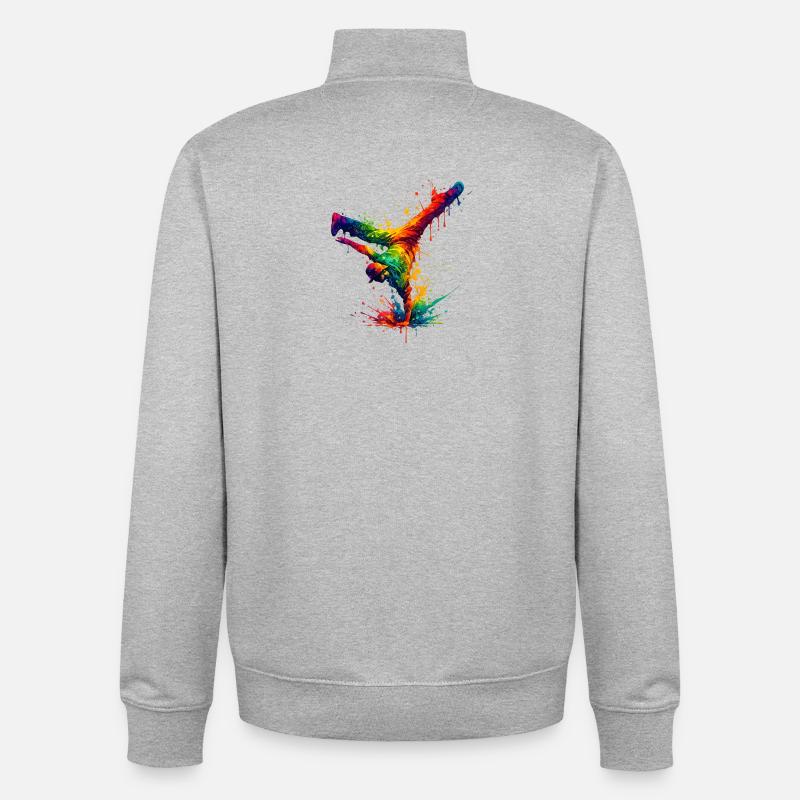 Hand Splashed Rainbow Dance - Unisex Organic Zip Sweatshirt by Stanley/Stella - heather grey