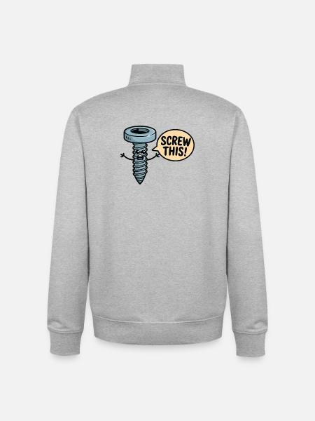 Screw This Cartoon Screw Character - Unisex Organic Zip Sweatshirt by Stanley/Stella - heather grey