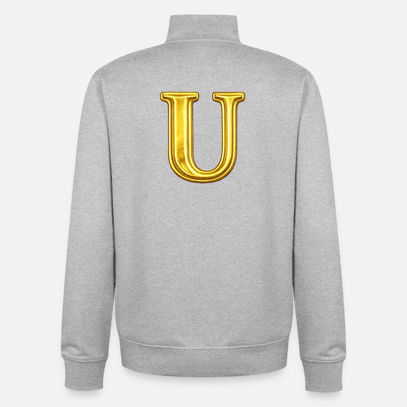 Goldenes U Monogramm - Unisex Organic Zip Sweatshirt von Stanley/Stella - Grau meliert