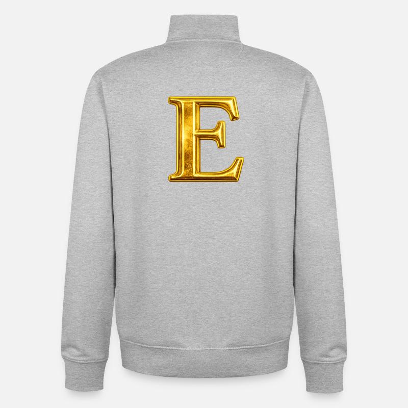 Golden E Monogram Design - Stanley/Stella unisex sweatshirt med lynlås i økologisk - grå meleret
