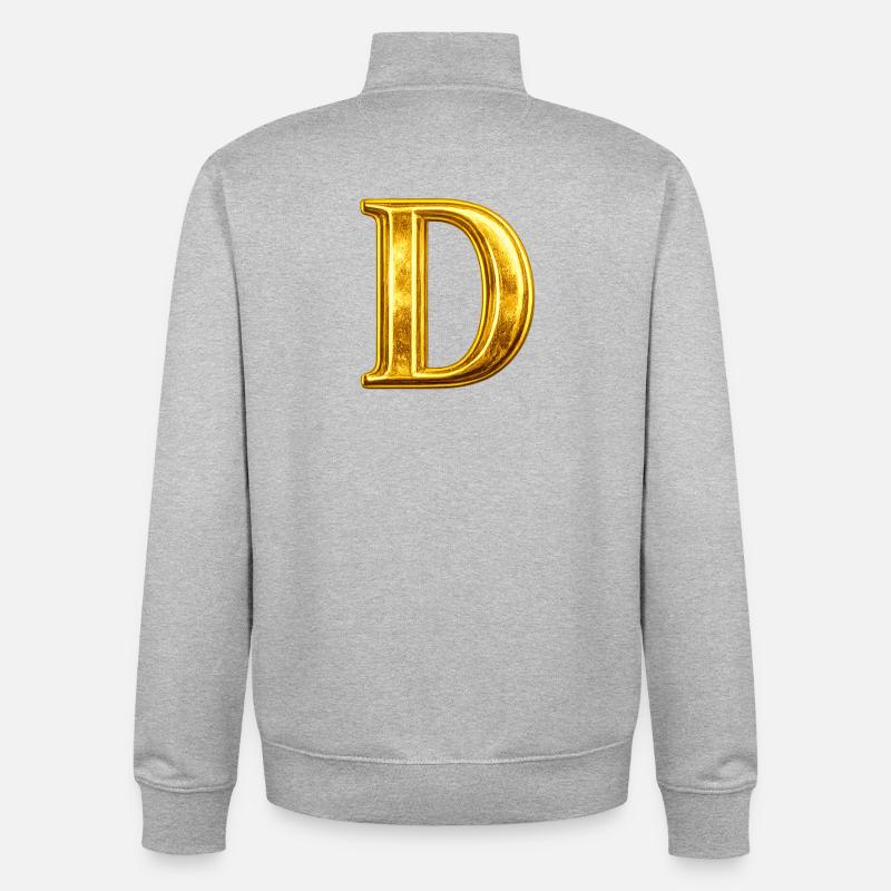 Goldenes D Monogramm - Unisex Organic Zip Sweatshirt von Stanley/Stella - Grau meliert