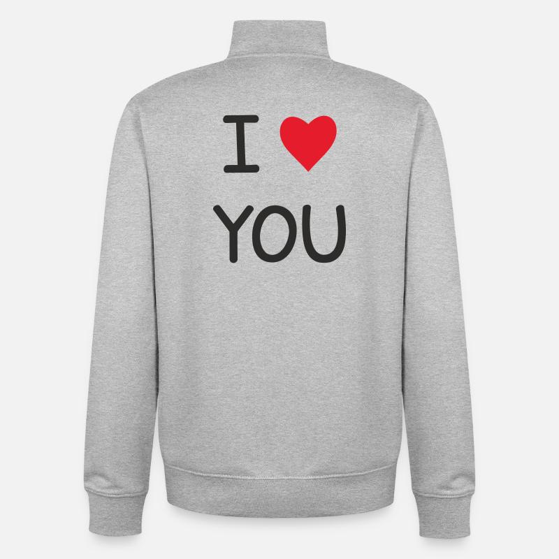 I ❤️ You – Doux Love Text Design - Sweat zippé unisexe en coton bio Stanley/Stella - gris chiné