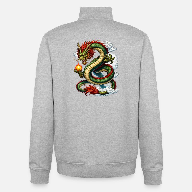 Dragon Comic - Sweat zippé unisexe en coton bio Stanley/Stella - gris chiné