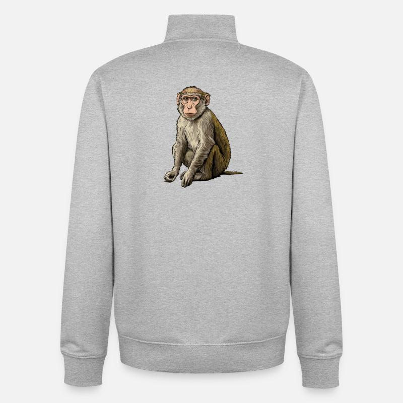 Macaque Macaque - Sweat zippé unisexe en coton bio Stanley/Stella - gris chiné