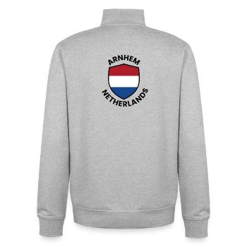 Arnheimer Schild Niederlande - Unisex Organic Zip Sweatshirt von Stanley/Stella - Grau meliert - Hinten - AI Model Male 185 light (185cm)