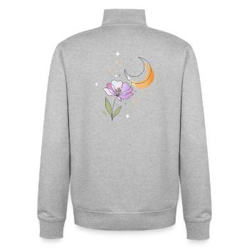 Blume mit Mond Line Art Illustration  - Unisex Organic Zip Sweatshirt von Stanley/Stella - Grau meliert - Hinten - AI Model Male 185 light (185cm)