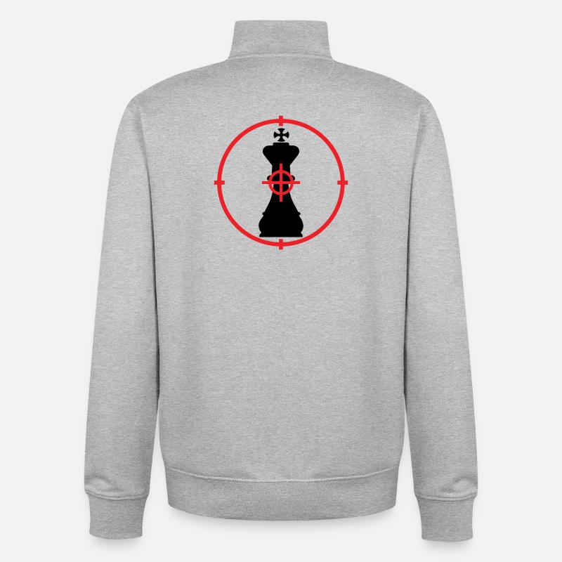 Cible King Checkmate Tactique - Sweat zippé unisexe en coton bio Stanley/Stella - gris chiné