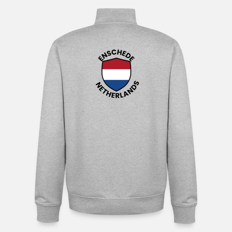 Emblème du Bouclier néerlandais Drapeau - Sweat zippé unisexe en coton bio Stanley/Stella - gris chiné