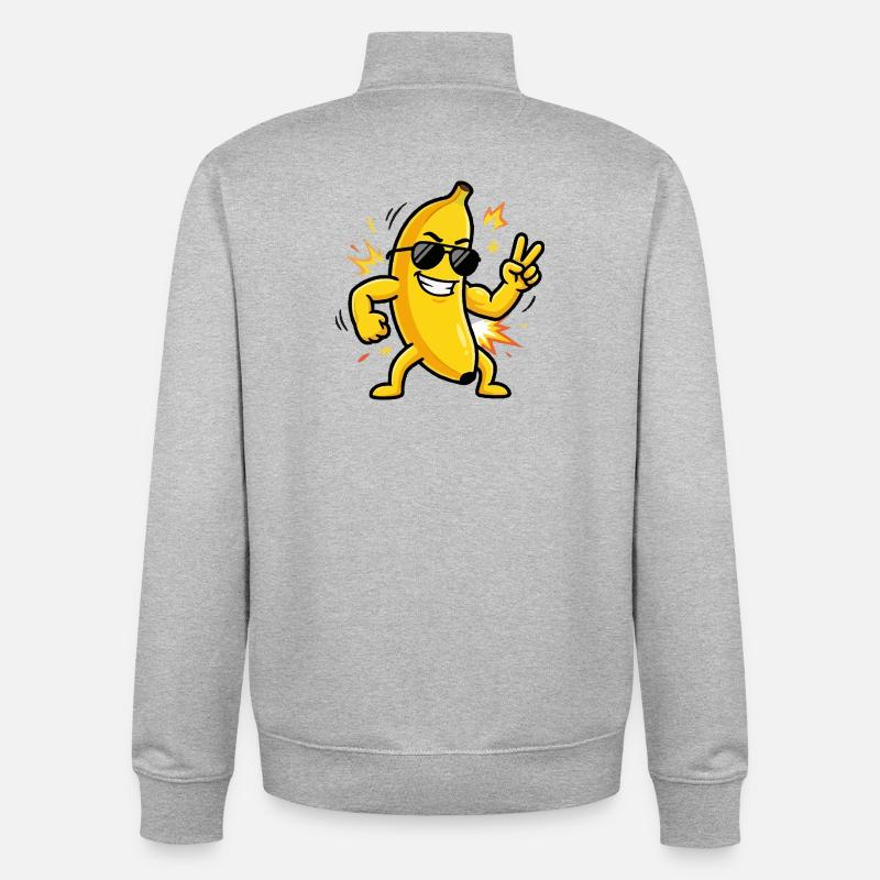 Banane mit Sonnenbrille - Unisex Organic Zip Sweatshirt von Stanley/Stella - Grau meliert