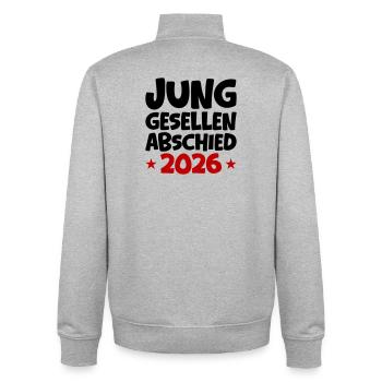 Junggesellenabschied 2026 - Unisex Organic Zip Sweatshirt von Stanley/Stella - Grau meliert - Hinten - AI Model Male 185 light (185cm)