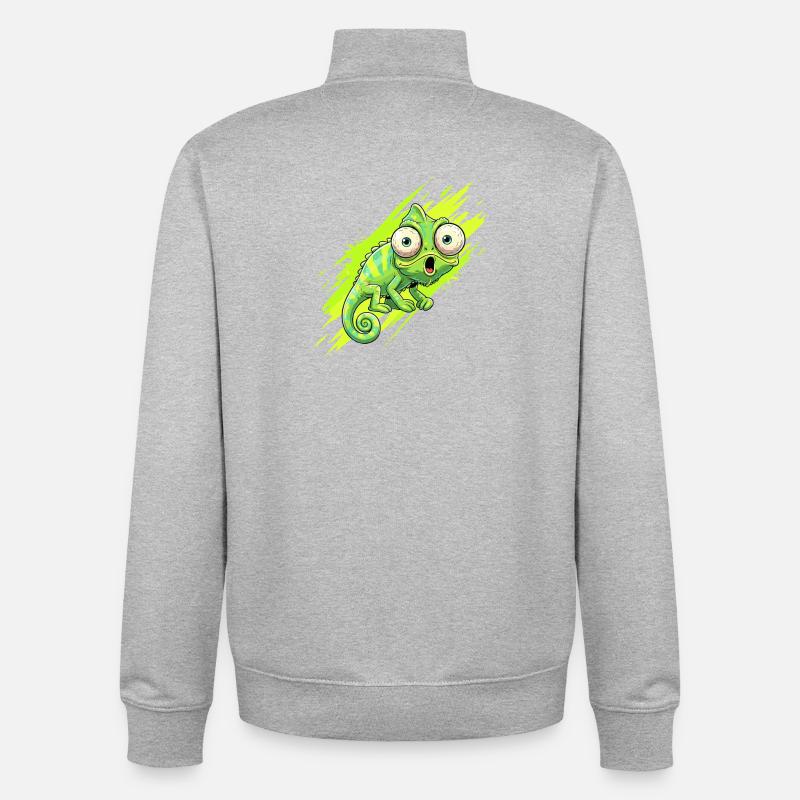 Éclaboussure caméléon néon - Sweat zippé unisexe en coton bio Stanley/Stella - gris chiné