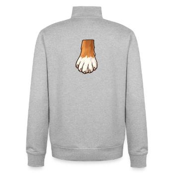Brown White Dog Paw Design - Unisex Organic Zip Sweatshirt by Stanley/Stella - heather grey - Back - AI Model Male 185 light (185cm)