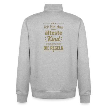 I'm the oldest kid make the rules here Fam - Unisex Organic Zip Sweatshirt by Stanley/Stella - heather grey - Back - AI Model Male 185 light (185cm)