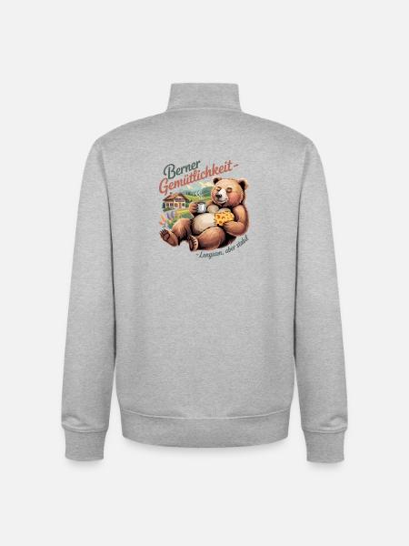 Bernese cosiness Slow but stable Funnier - Unisex Organic Zip Sweatshirt by Stanley/Stella - heather grey