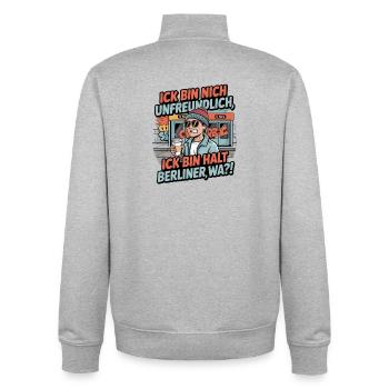  Ick Bin Nich Unfreundlich Ick Bin Halt Berliner - Unisex Organic Zip Sweatshirt von Stanley/Stella - Grau meliert - Hinten - AI Model Male 185 light (185cm)