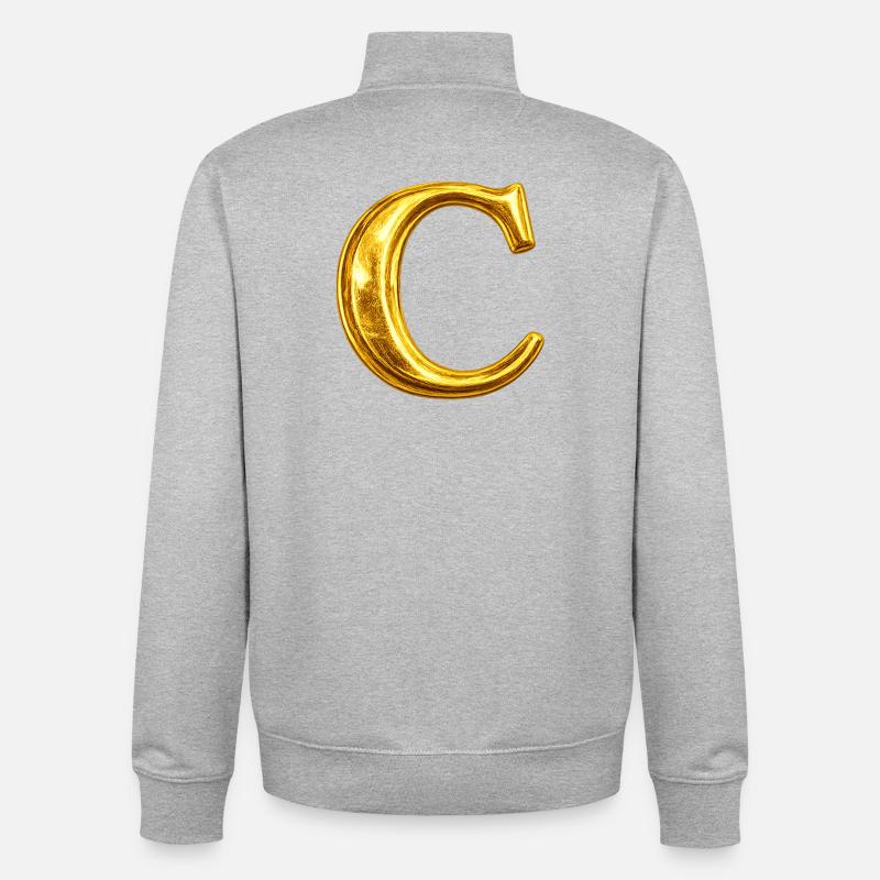 Goldenes C Monogramm-Design - Unisex Organic Zip Sweatshirt von Stanley/Stella - Grau meliert