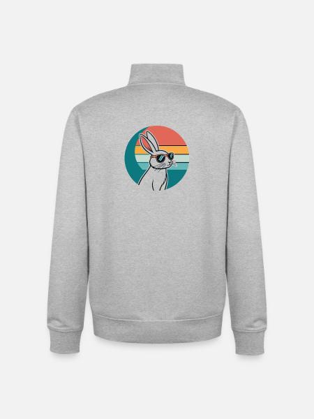 Retro-Kaninchen in der Sonne - Unisex Organic Zip Sweatshirt von Stanley/Stella - Grau meliert