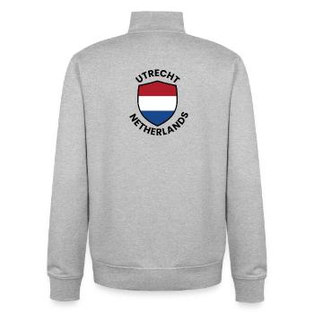 Bouclier d’Utrecht Drapeau des Pays-Bas - Sweat zippé unisexe en coton bio Stanley/Stella - gris chiné - Dos - AI Model Male 185 light (185cm)