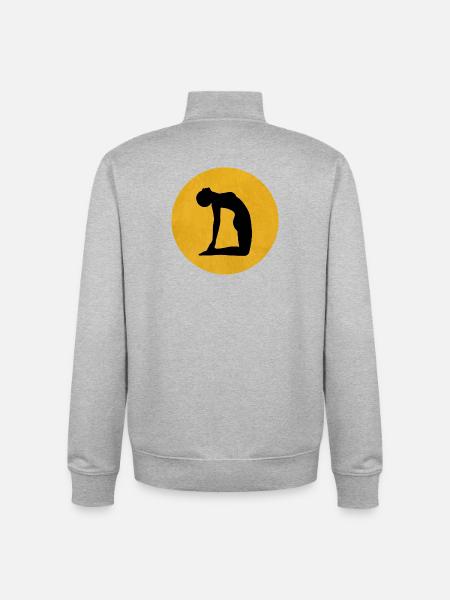 Camel Yoga Pose Silhouette Sun Design - Unisex Organic Zip Sweatshirt by Stanley/Stella - heather grey