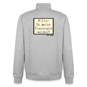 Wedding Maid of Honor 2026 Question - Unisex Organic Zip Sweatshirt by Stanley/Stella - heather grey - Back - AI Model Male 185 light (185cm)