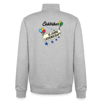 Elektriker Jubiläum 10 Jahre 10. jähriges Jubi 10t - Unisex Organic Zip Sweatshirt von Stanley/Stella - Grau meliert - Hinten - AI Model Male 185 light (185cm)