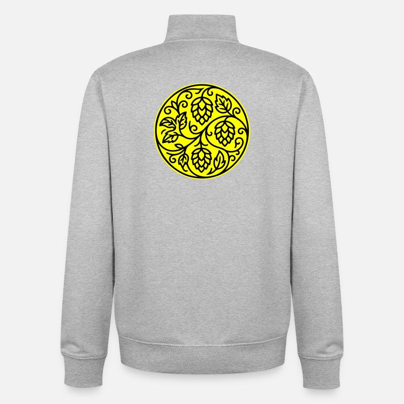 Symbole du houblon orge malt - Sweat zippé unisexe en coton bio Stanley/Stella - gris chiné