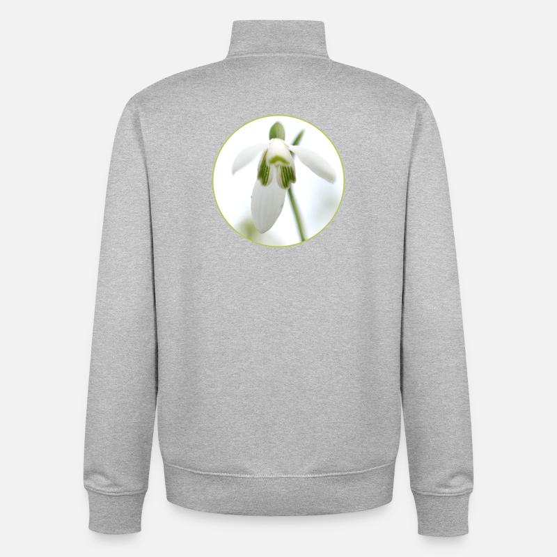 Source de la Fleur de Perce-Neige - Sweat zippé unisexe en coton bio Stanley/Stella - gris chiné