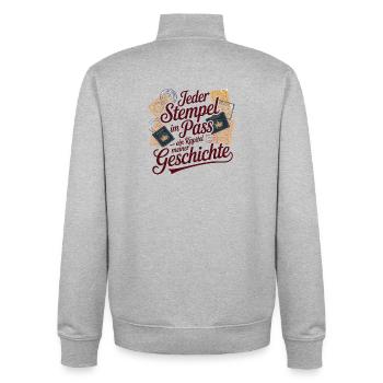  Jeder Stempel Im Pass Ein Kapitel Meiner - Unisex Organic Zip Sweatshirt von Stanley/Stella - Grau meliert - Hinten - AI Model Male 185 light (185cm)