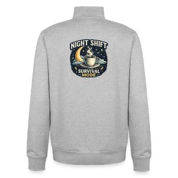 Nachtschicht Überlebensmodus Night Shift survival - Unisex Organic Zip Sweatshirt von Stanley/Stella - Grau meliert - Hinten - AI Model Male 185 light (185cm)